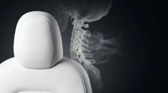 Représentation conceptuelle des séquelles invisibles d'un traumatisme cervical en accident automobile