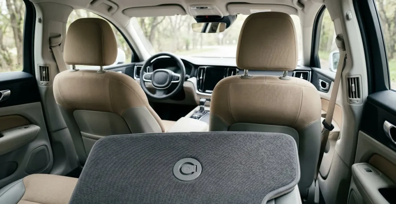 Intérieur de voiture impeccable avec sièges protégés et tapis bien fixés